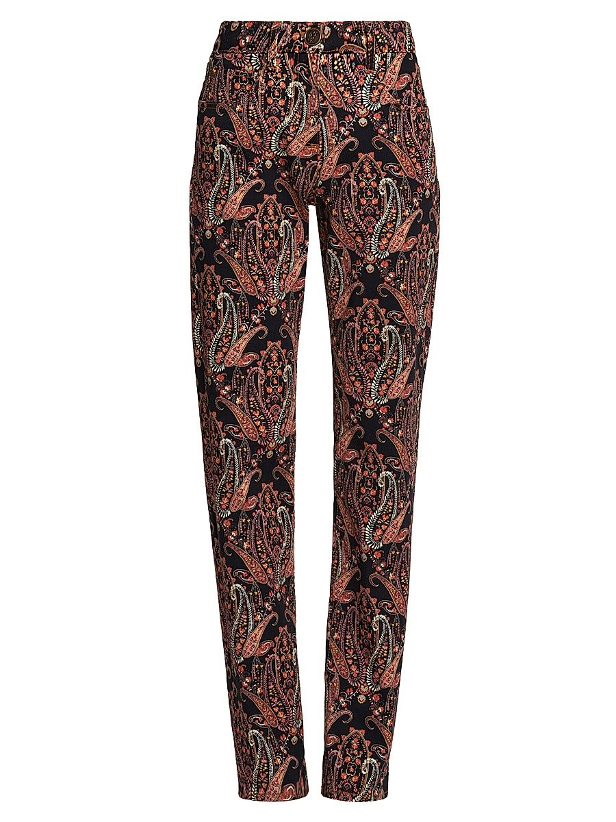 Women's Paisley Print High-Rise Relaxed Jeans - Printed Black Base - Size 30