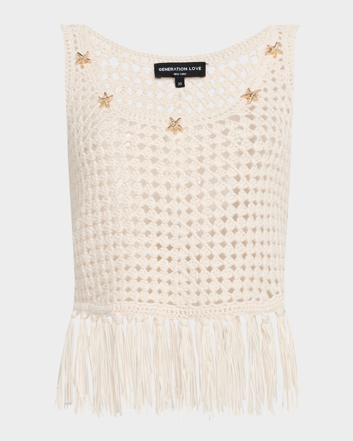 Ginger Embellished Crochet Fringe Tank Top