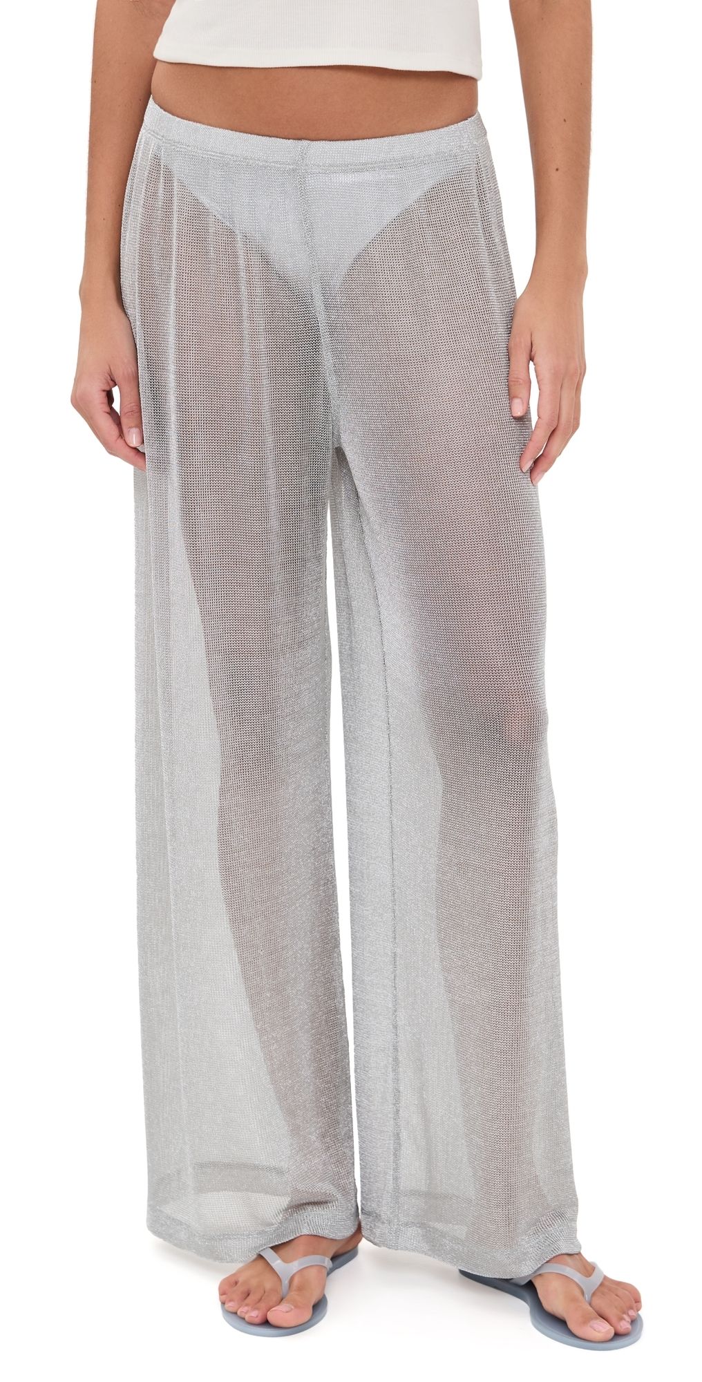 STAUD Ali Metallic Pants Silver XS
