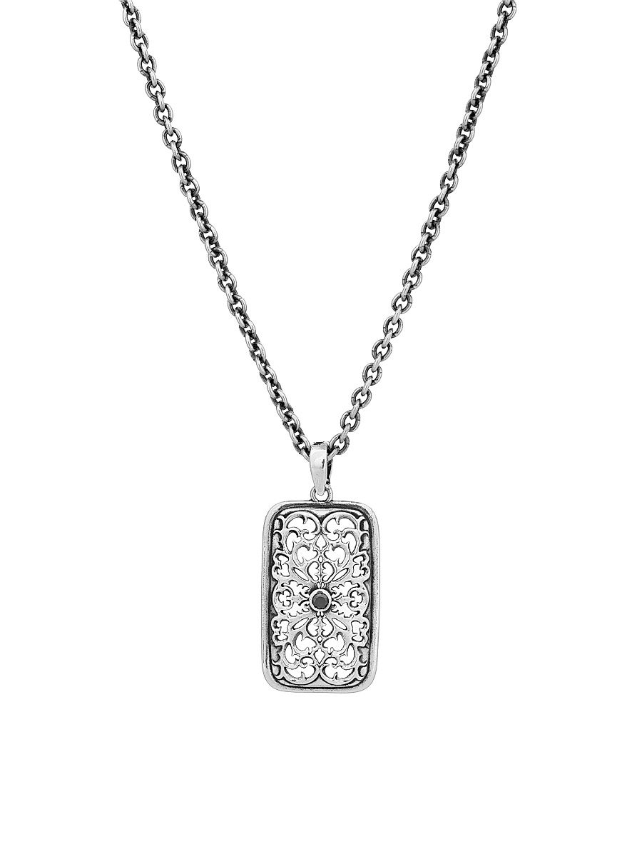 Men's Gothic Sterling Silver & 0.09 TCW Diamond Pendant Necklace - Grey