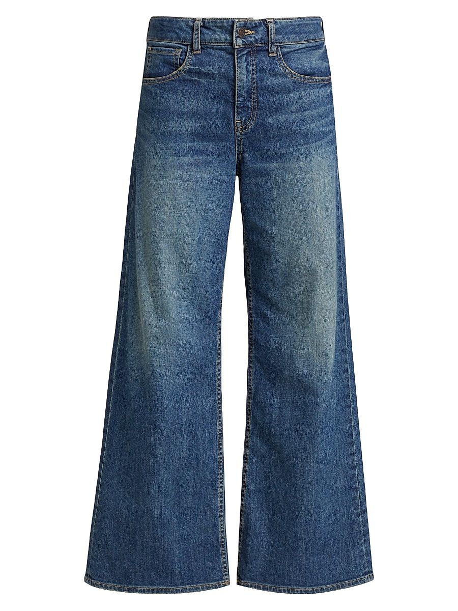 Women's Marlene Mid-Rise Cropped Wide-Leg Jeans - Classic Wash - Size 30