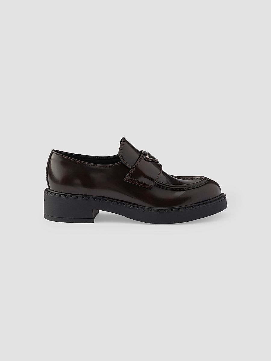Women's Chocolate Brushed Leather Loafers - Brown - Size 7
