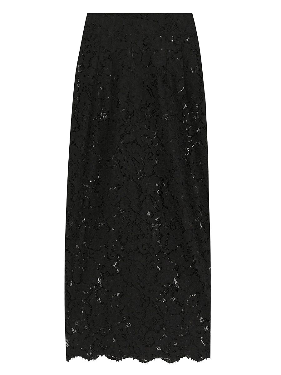 Women's Lace Midi-Skirt - Nero - Size 6