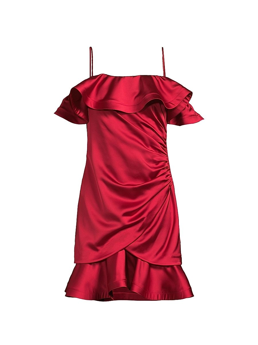 Women's Axelle Ruffled Satin Minidress - Rose - Size 16