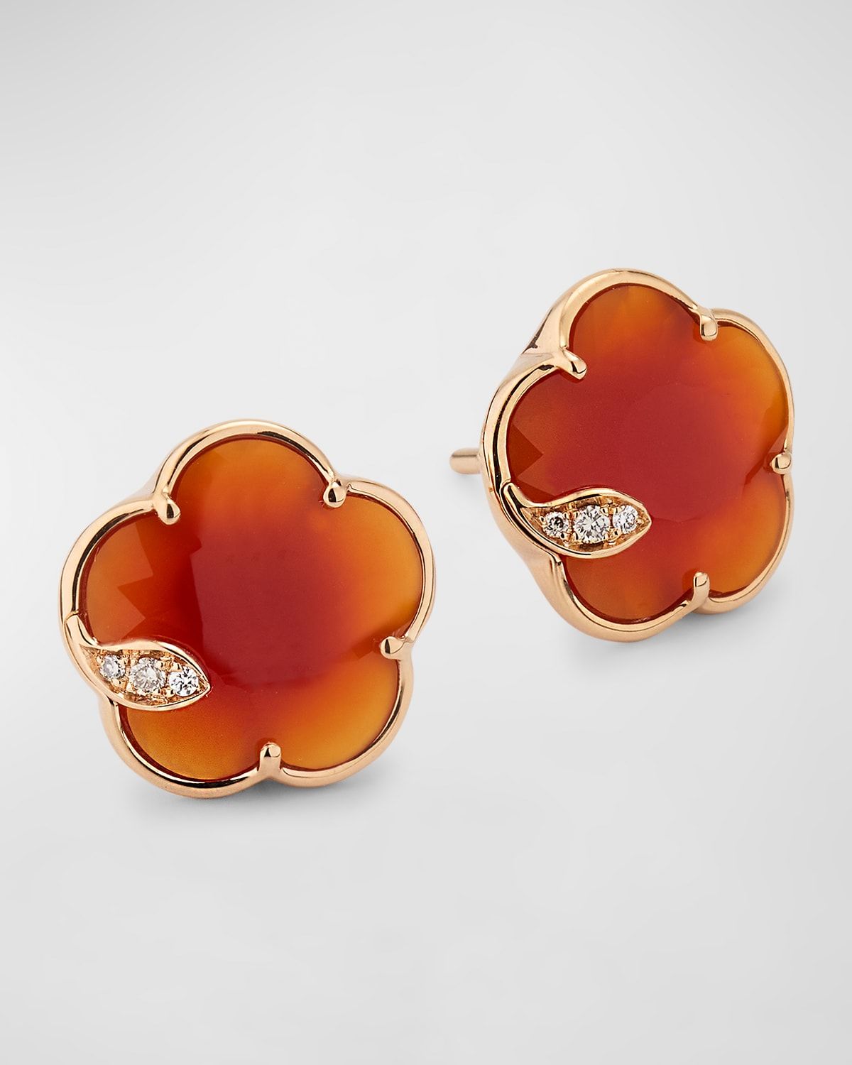 18K Rose Gold Petit Joli Earrings with Carnelian and Diamonds