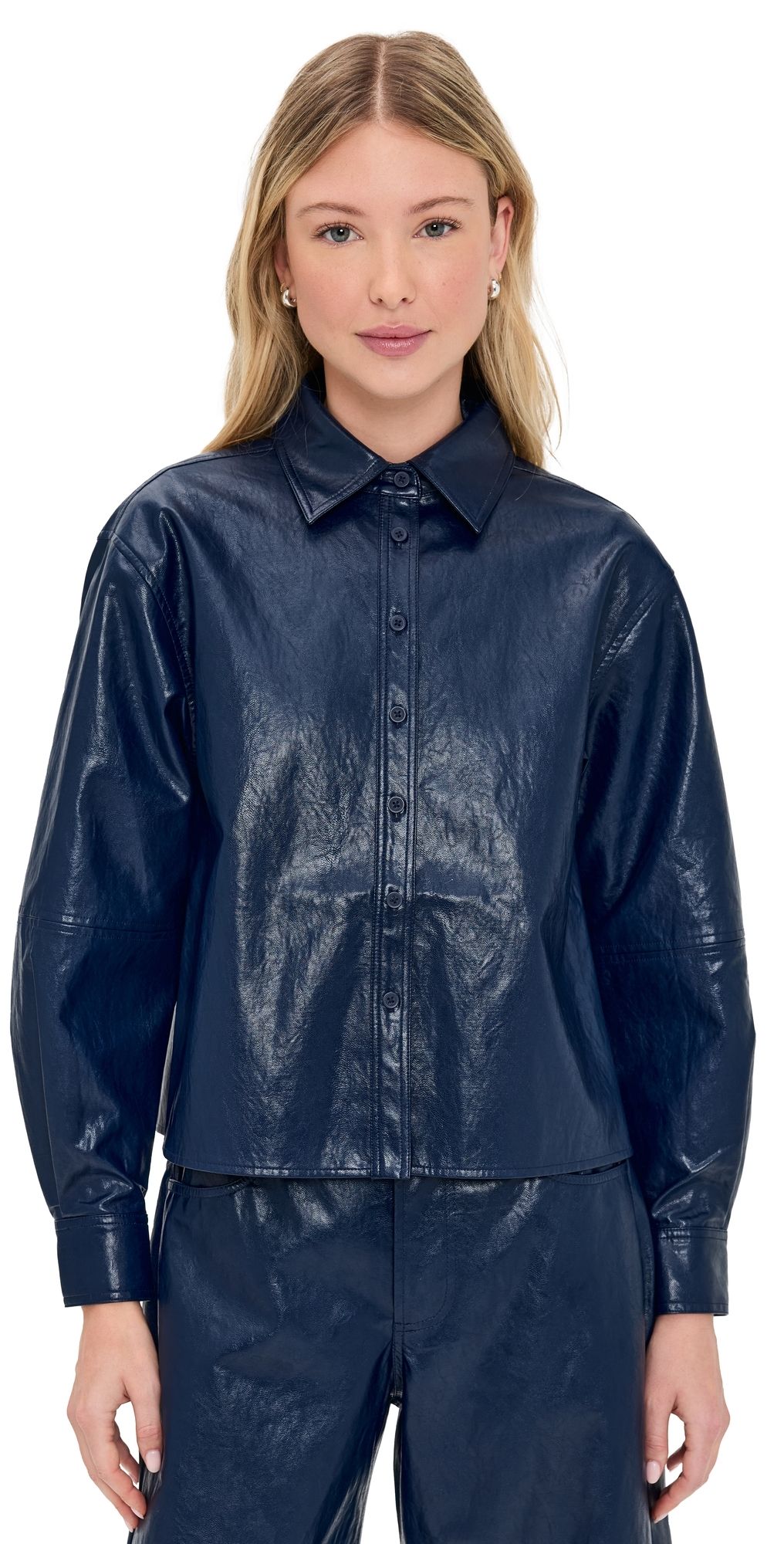 Hunter Bell Vail Faux Leather Jacket Dark Navy M