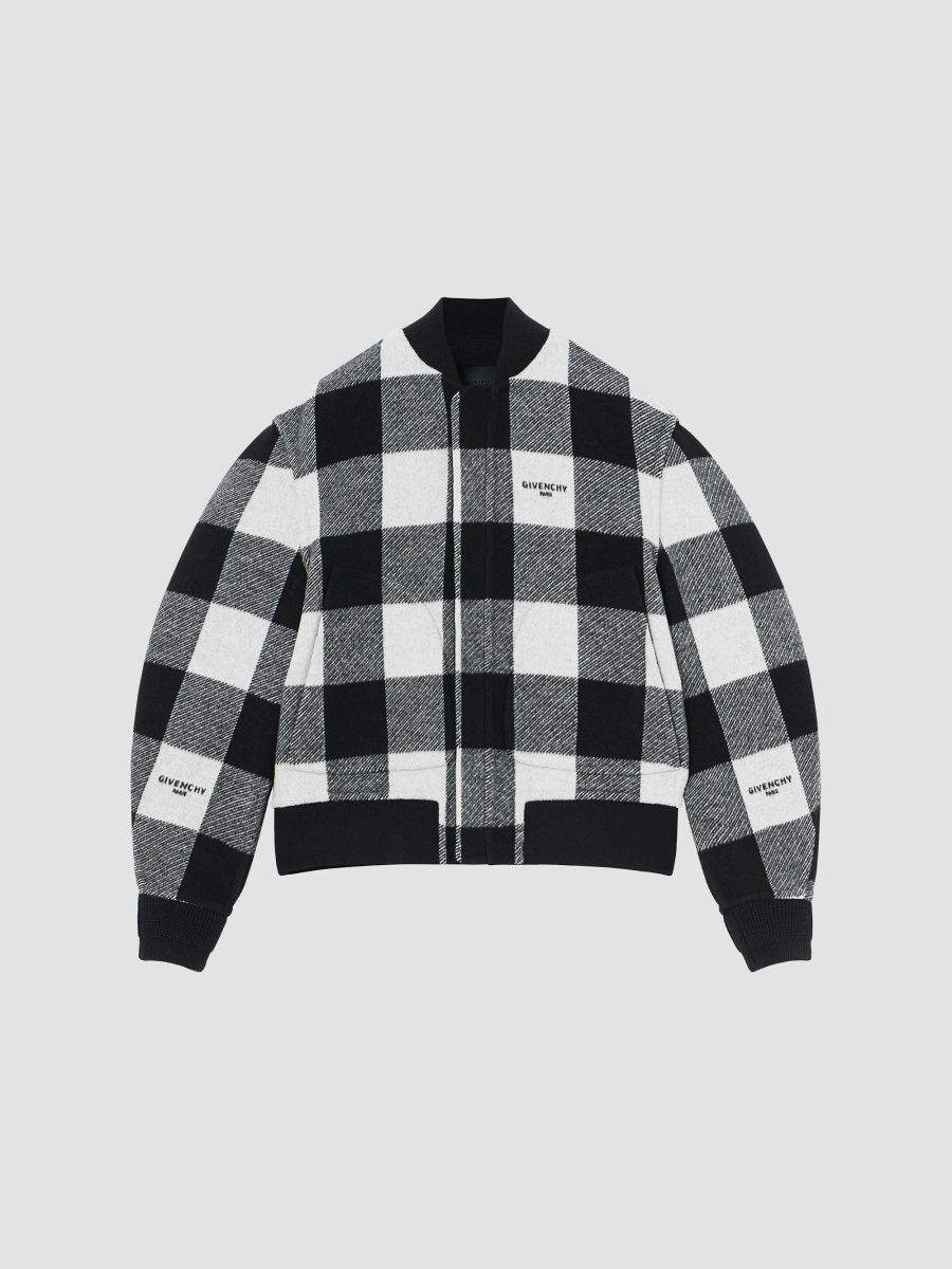 Givenchy Men's Reversible Bomber Jacket in Wool - White Black - Size 46