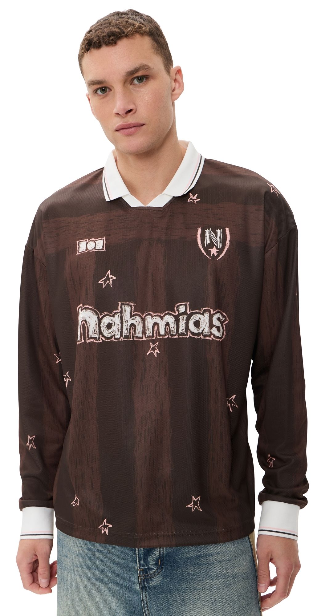 Nahmias Scribble Long Sleeve Soccer Jersey Brown Jersey XL