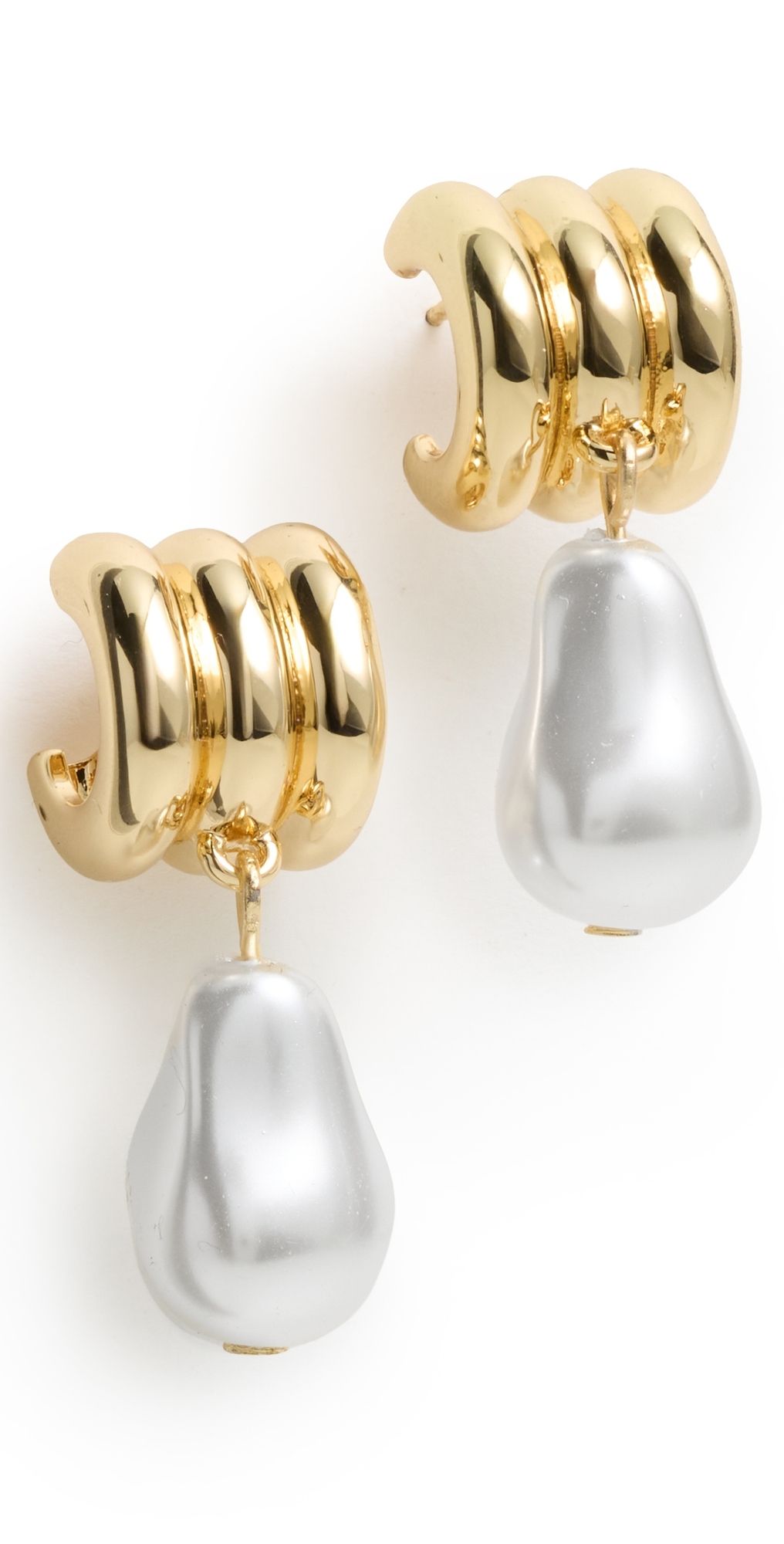 BaubleBar Teagan Ribbed Pearl Earrings Pearl One Size