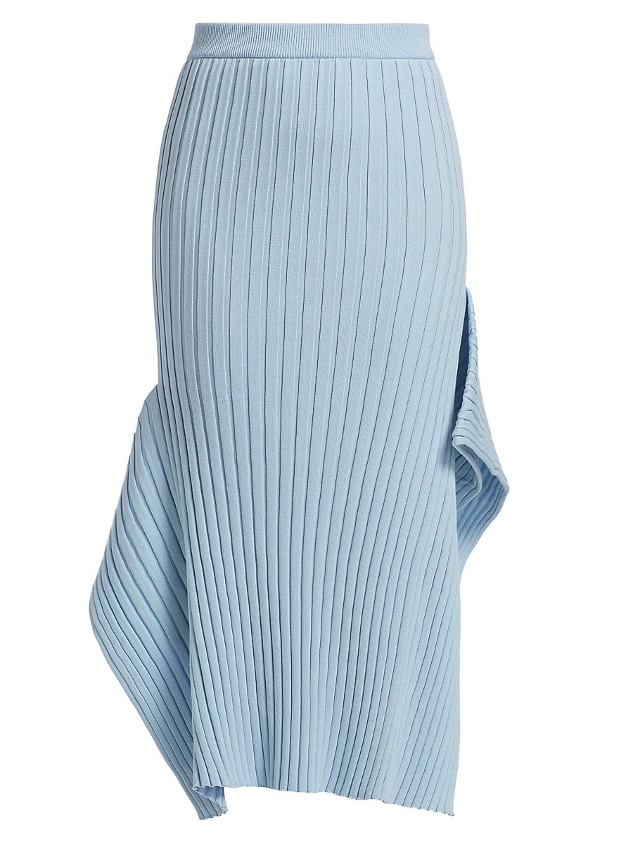 Stella McCartney Women's Textured Knit Midi-Skirt - Light Blue - Size Large