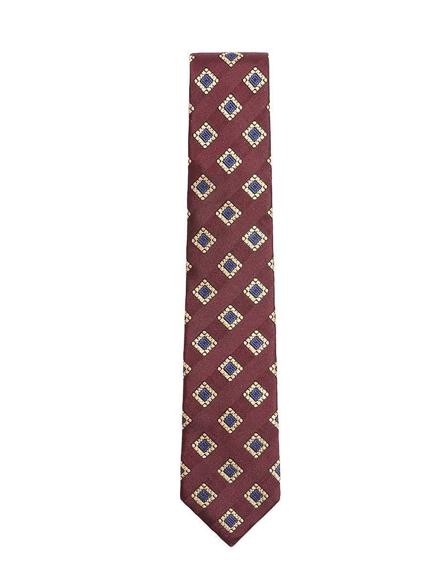 Men's Valentie Patterned Tie in Silk, Wool, and Jacquard - Bordeaux