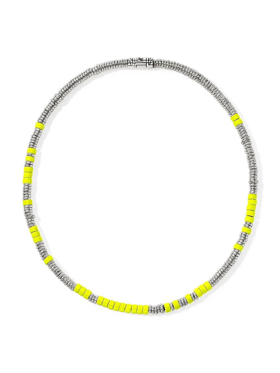 Sterling Silver & Enamel Heishi Beaded Necklace - Yellow