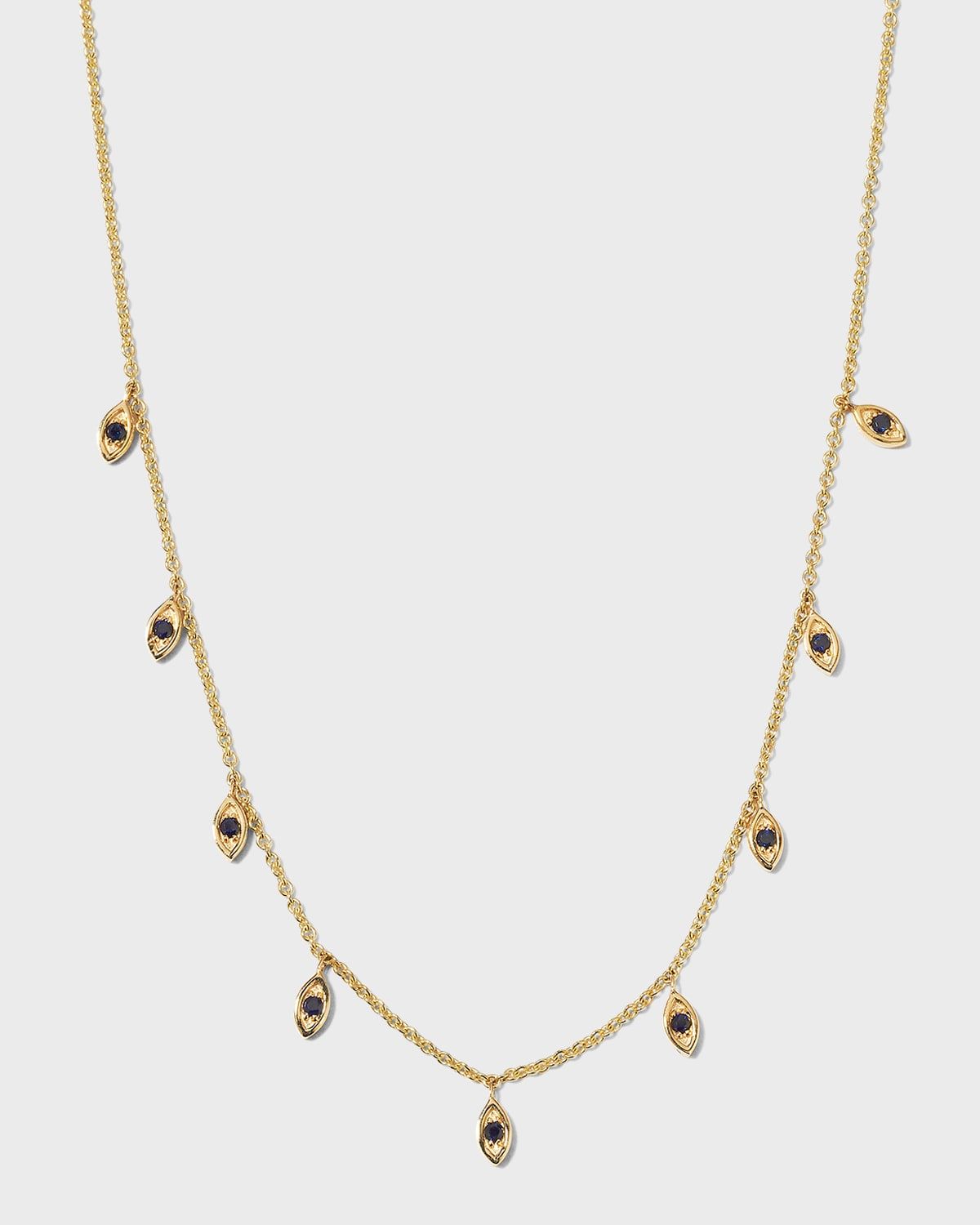 9 Marquis Sapphire Fringe Necklace