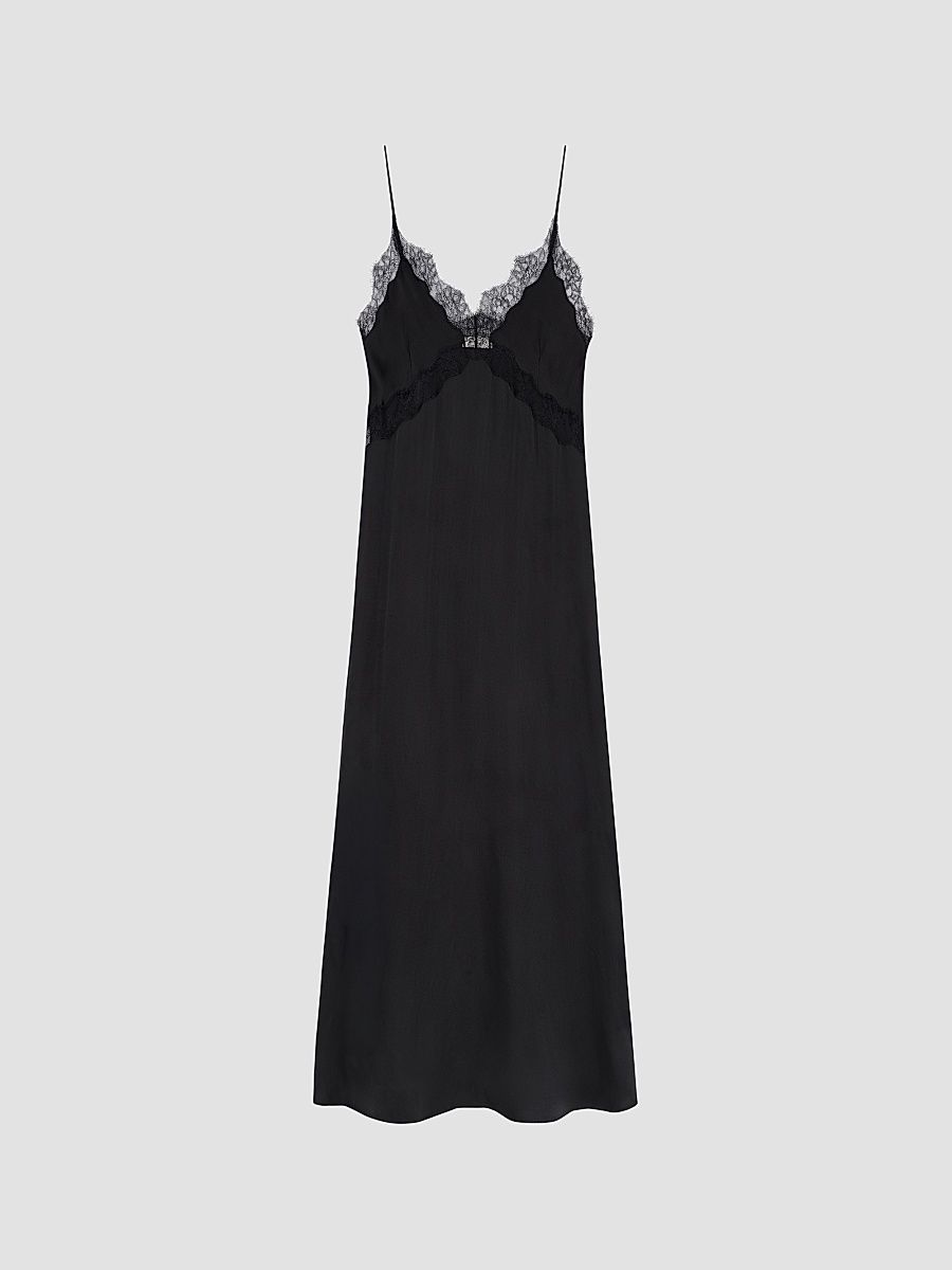Women's Magnolia Lace-Trimmed Maxi Dress - Black - Size XS