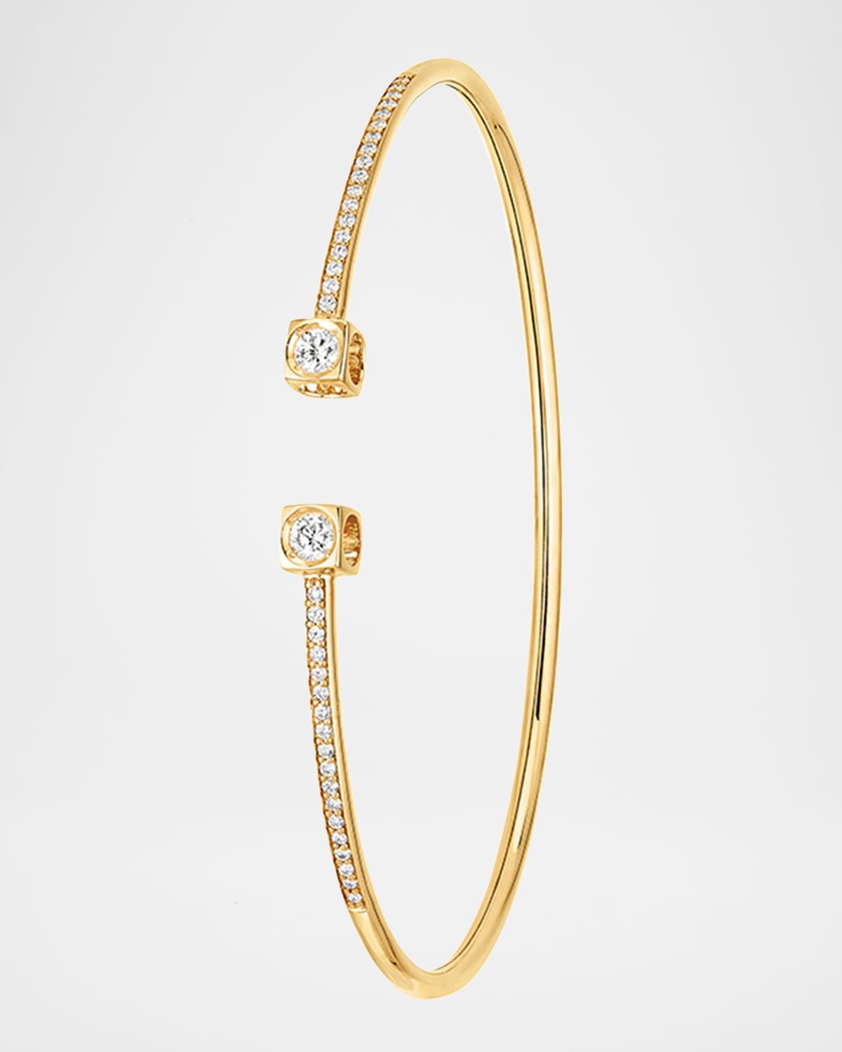 Yellow Gold Le Cube Medium Diamond Accent Cuff Bracelet