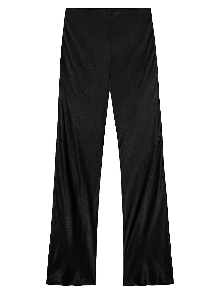 Women's Silvi Satin High-Rise Pants - Black - Size Large