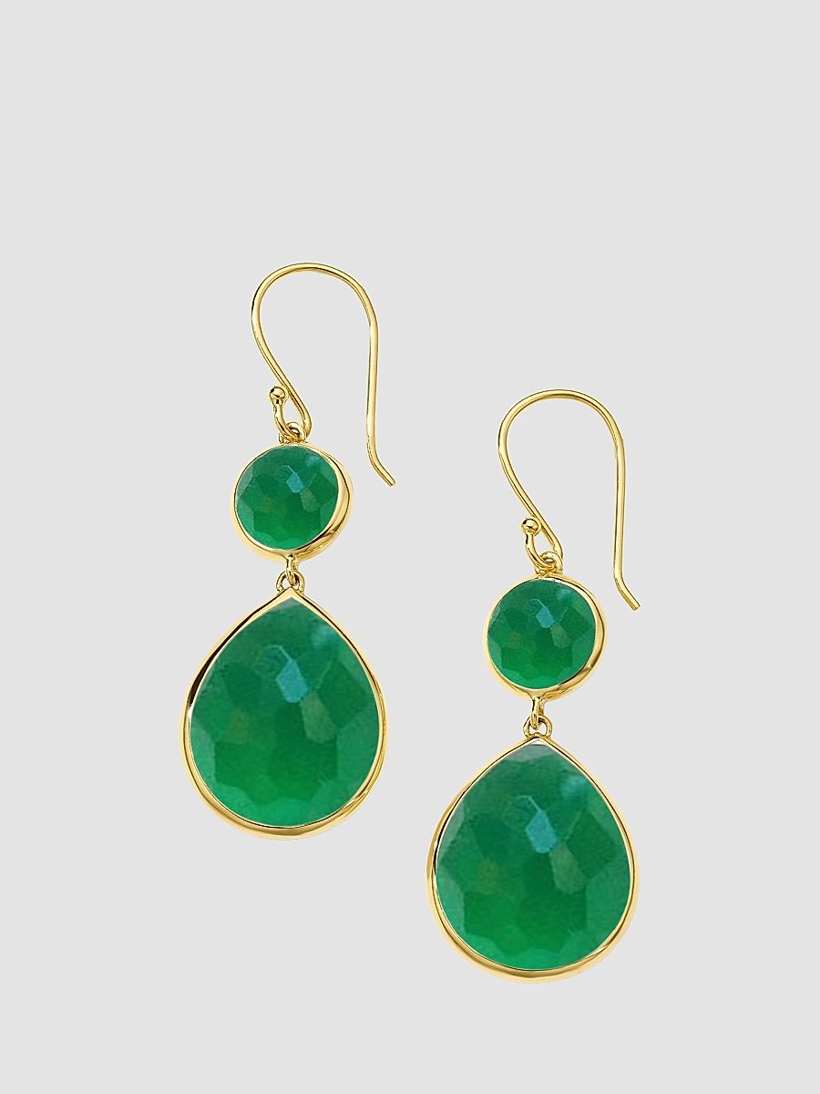 Women's Rock Candy Snowman 18K Yellow Gold & Green Agate Drop Earrings - Gold
