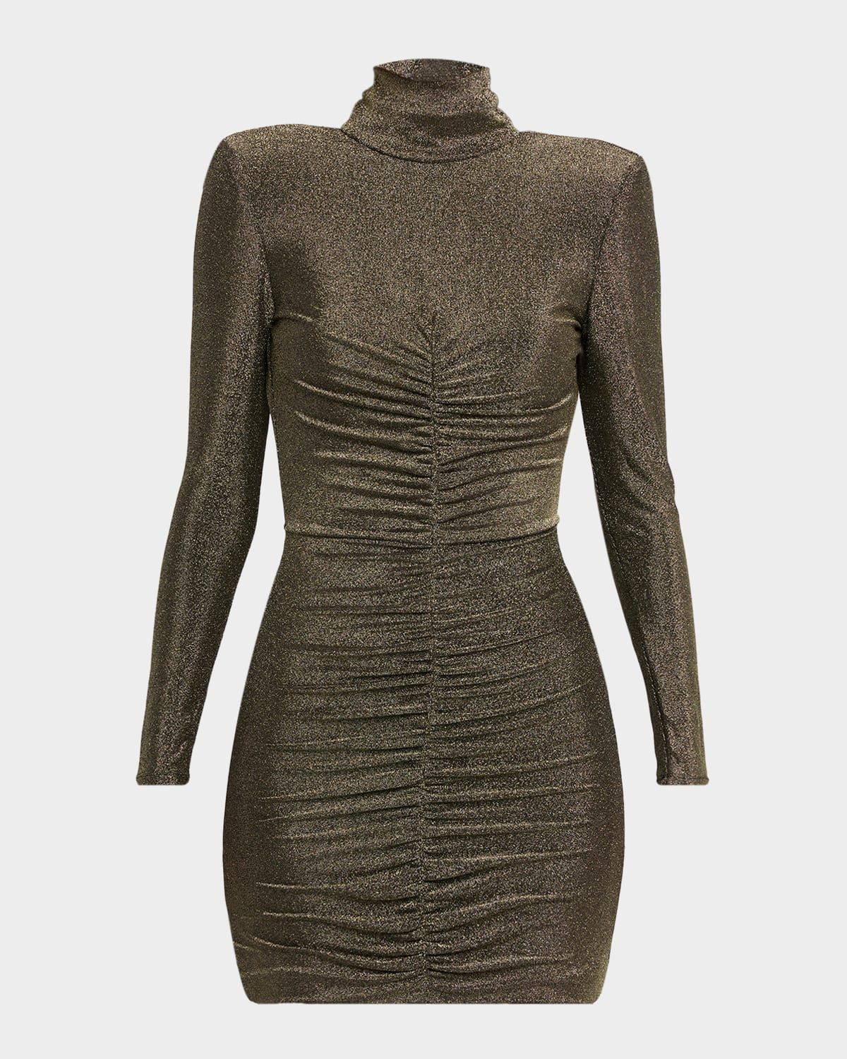 Luna Ruched Open-Back Metallic Mini Dress