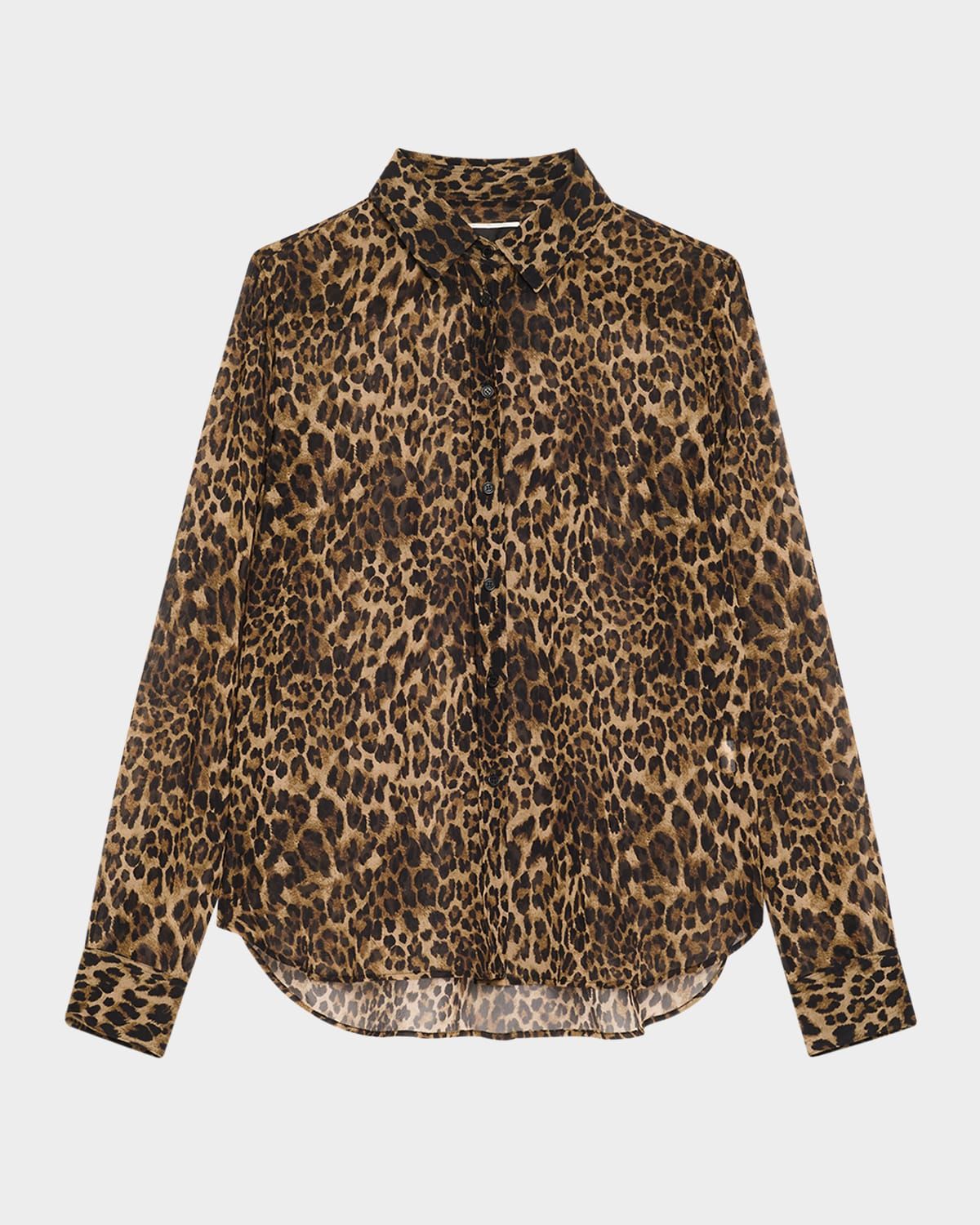 Gaia Polka-Dot Silk Slim Button-Down Shirt