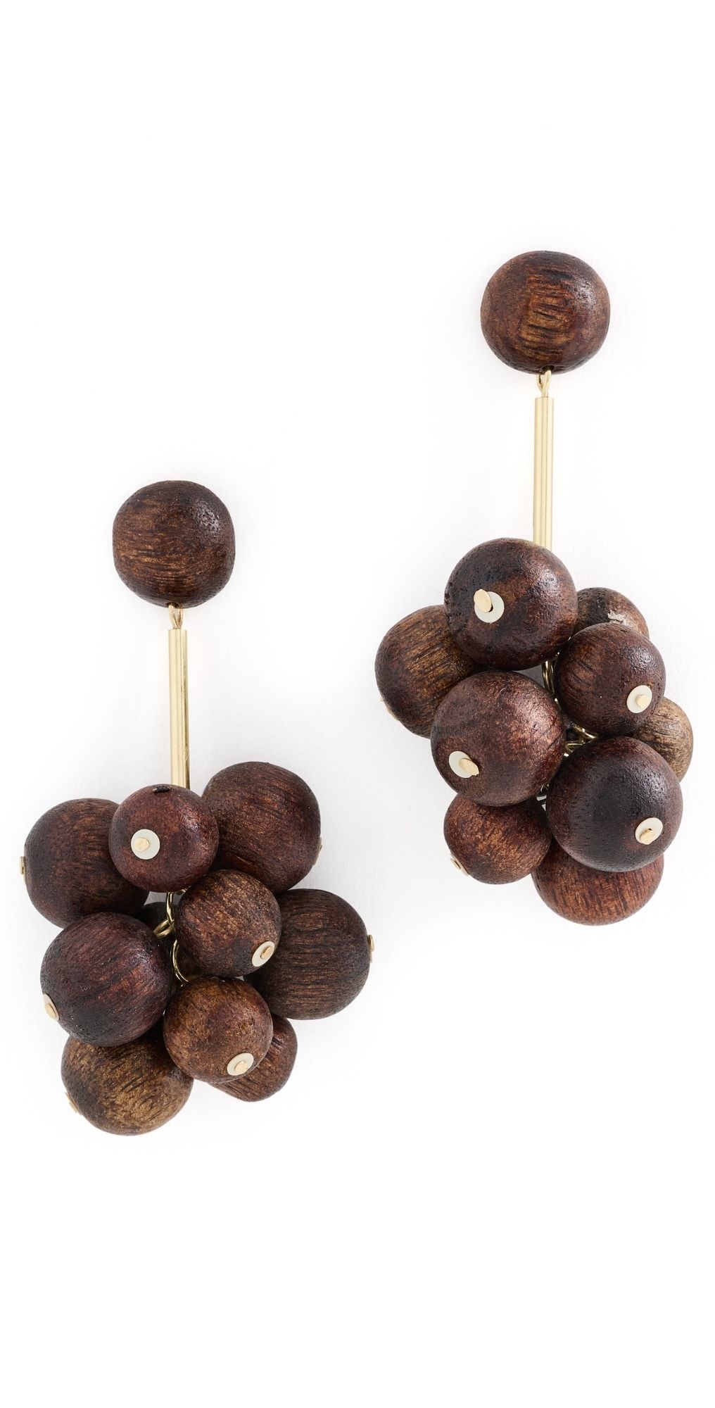 Kenneth Jay Lane Cluster Ball Drop Earrings Gold/Brownwood One Size