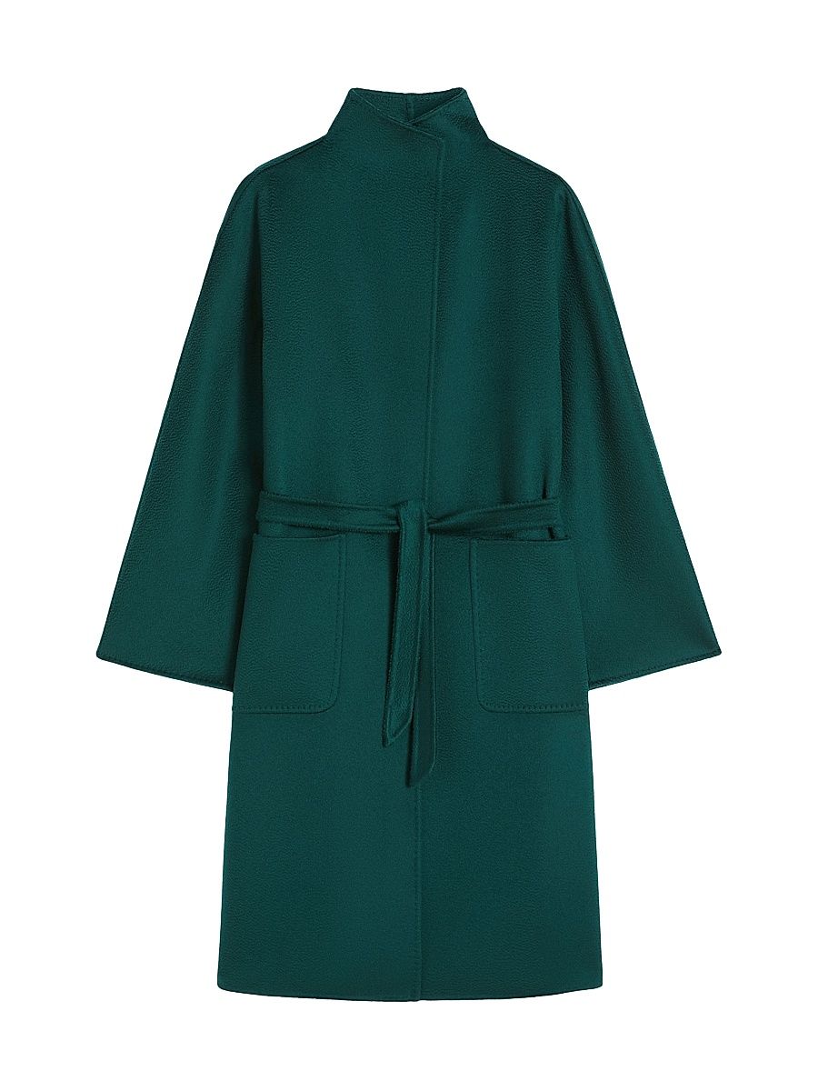 Women's Midi Cashmere Cardigan Coat - Dark Green - Size 4