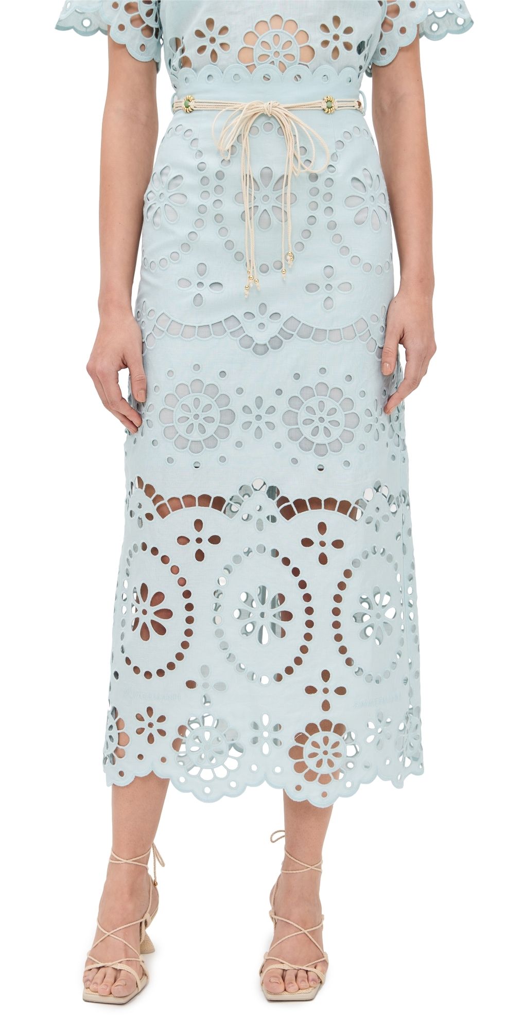 Zimmermann Awaken Embroidered Skirt Mint 2