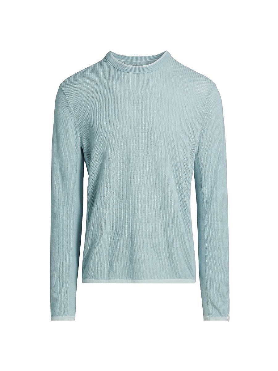 Men's Harvey Cotton-Blend Crewneck Sweater - Light Blue - Size XXL