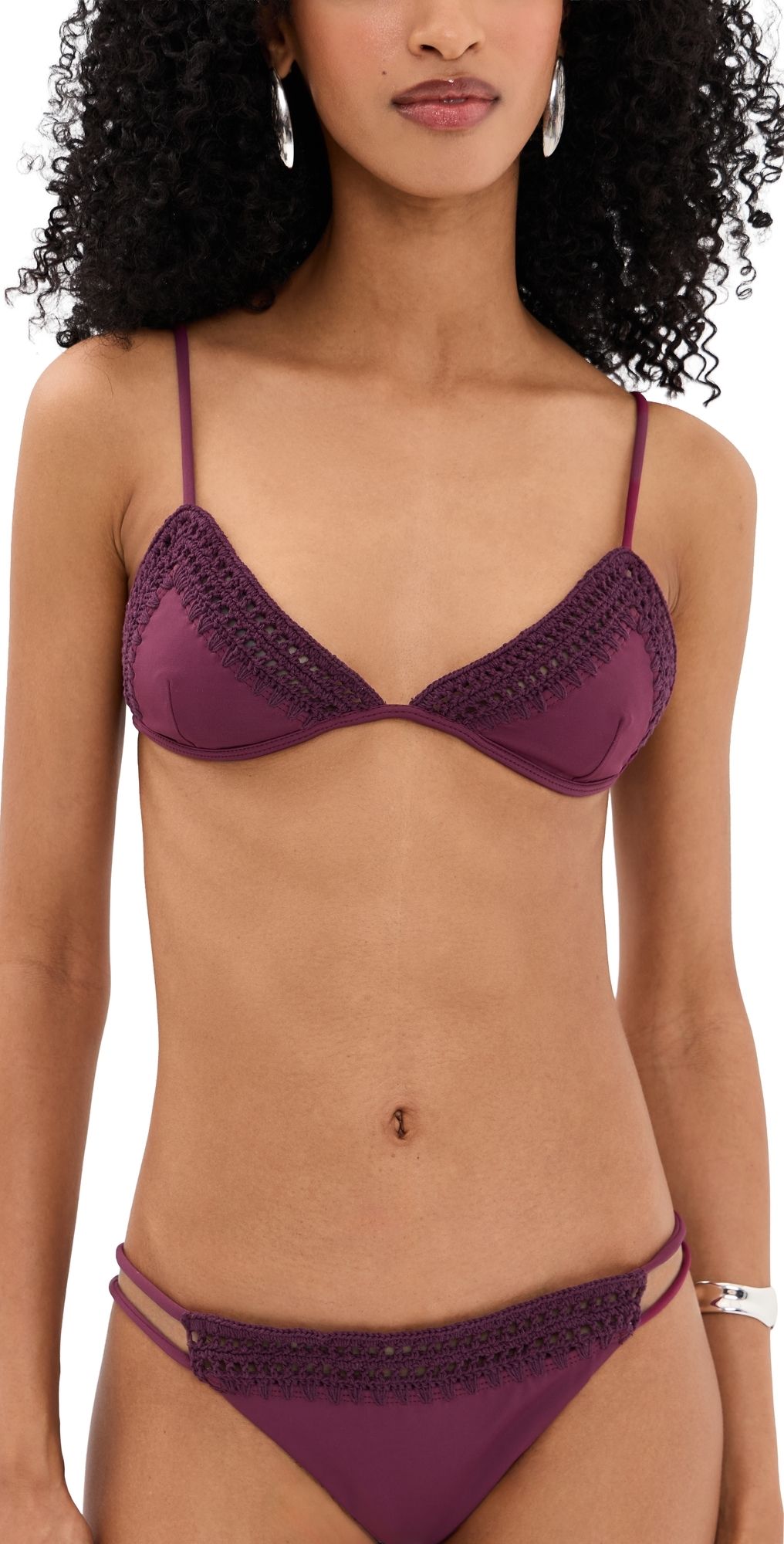 Leslie Amon Garis Trim Bikini Top Deep Red XS