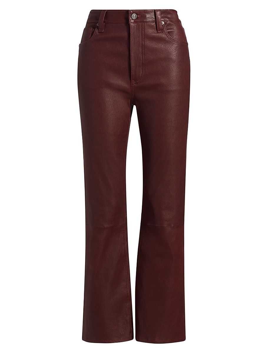 Women's Reboot Leather Boot-Cut Pants - Oxblood - Size 30
