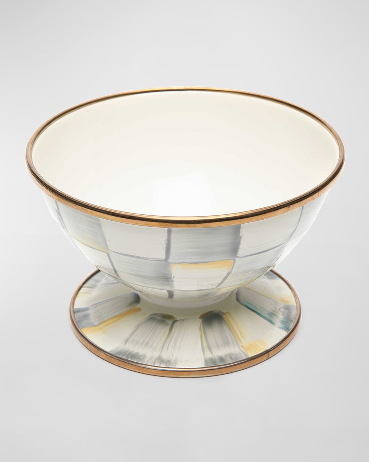 Sterling Check Enamel Ice Cream Dish