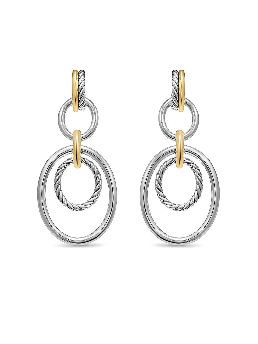 Women's DY Mercer Mobile Drop Earrings in Sterling Silver with 18K Yellow Gold, 65.7MM - Silver