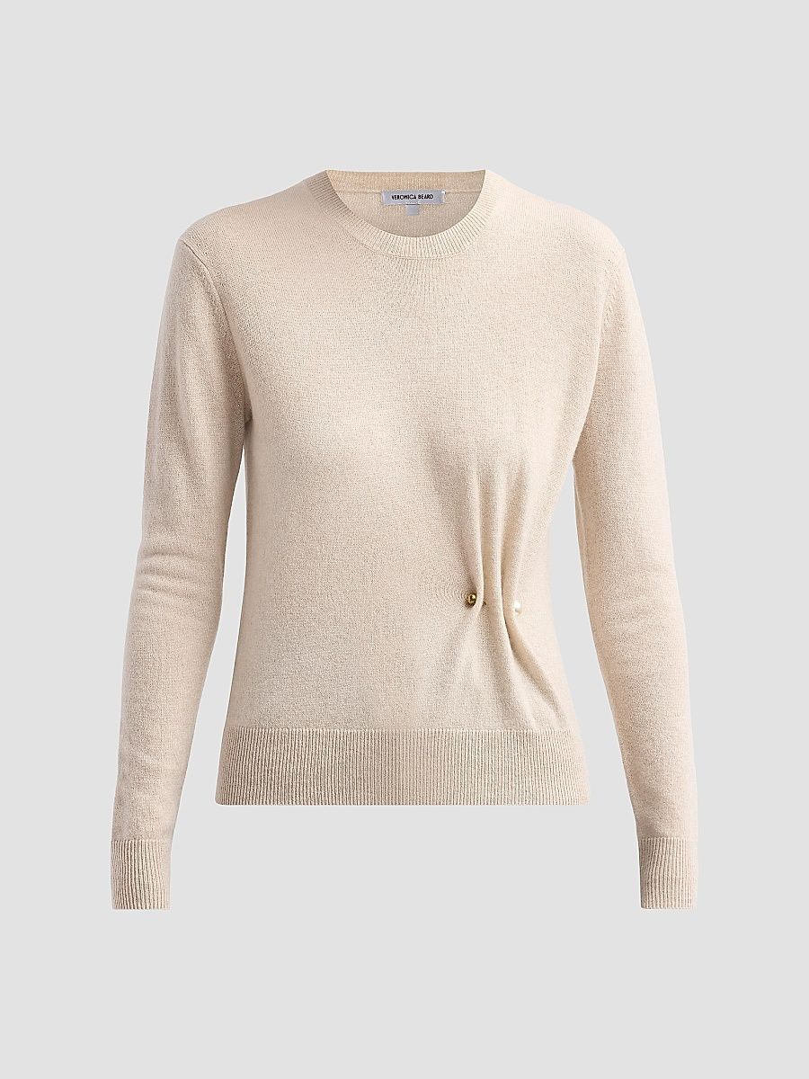 Women's Frankie Wool-Cashmere Pullover Sweater - Oatmeal Melange - Size XS