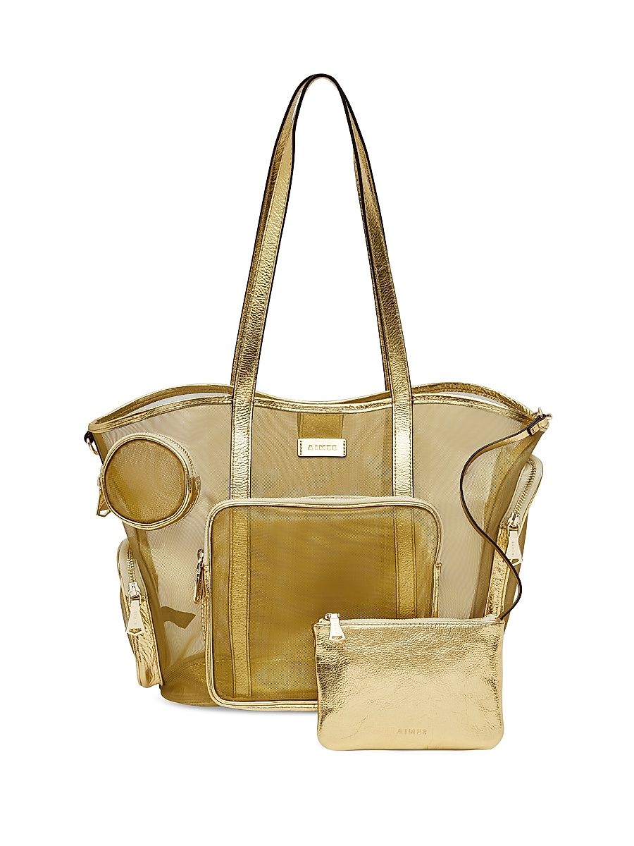 Women's Skipper Mesh Cargo Tote Bag - Gold Metallic