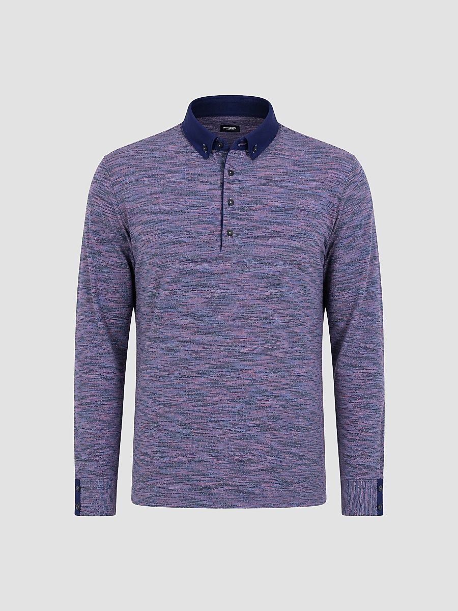 Men's Newton Knit Polo Shirt - Pink Blue - Size Medium