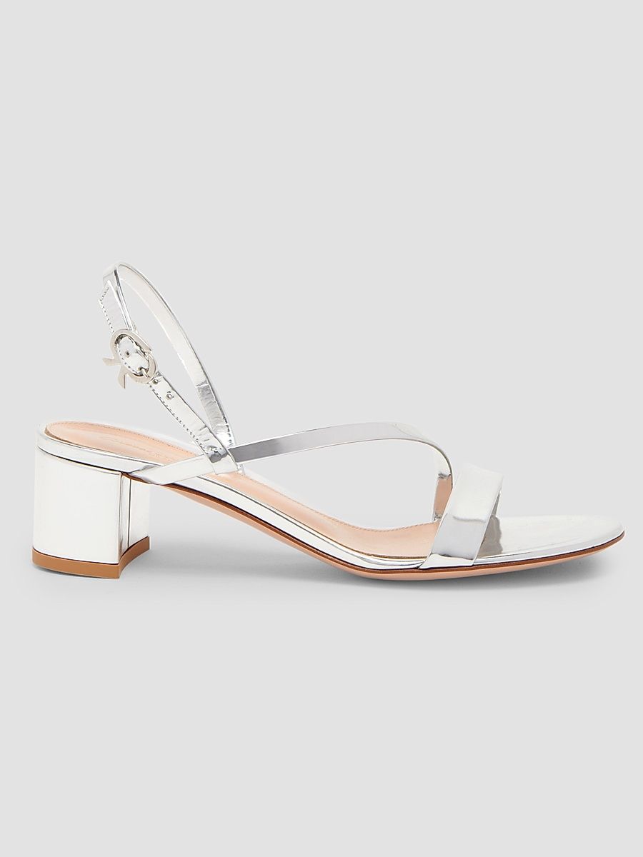 Women's Betsey 45MM Metallic Leather Sandals - Silver - Size 12