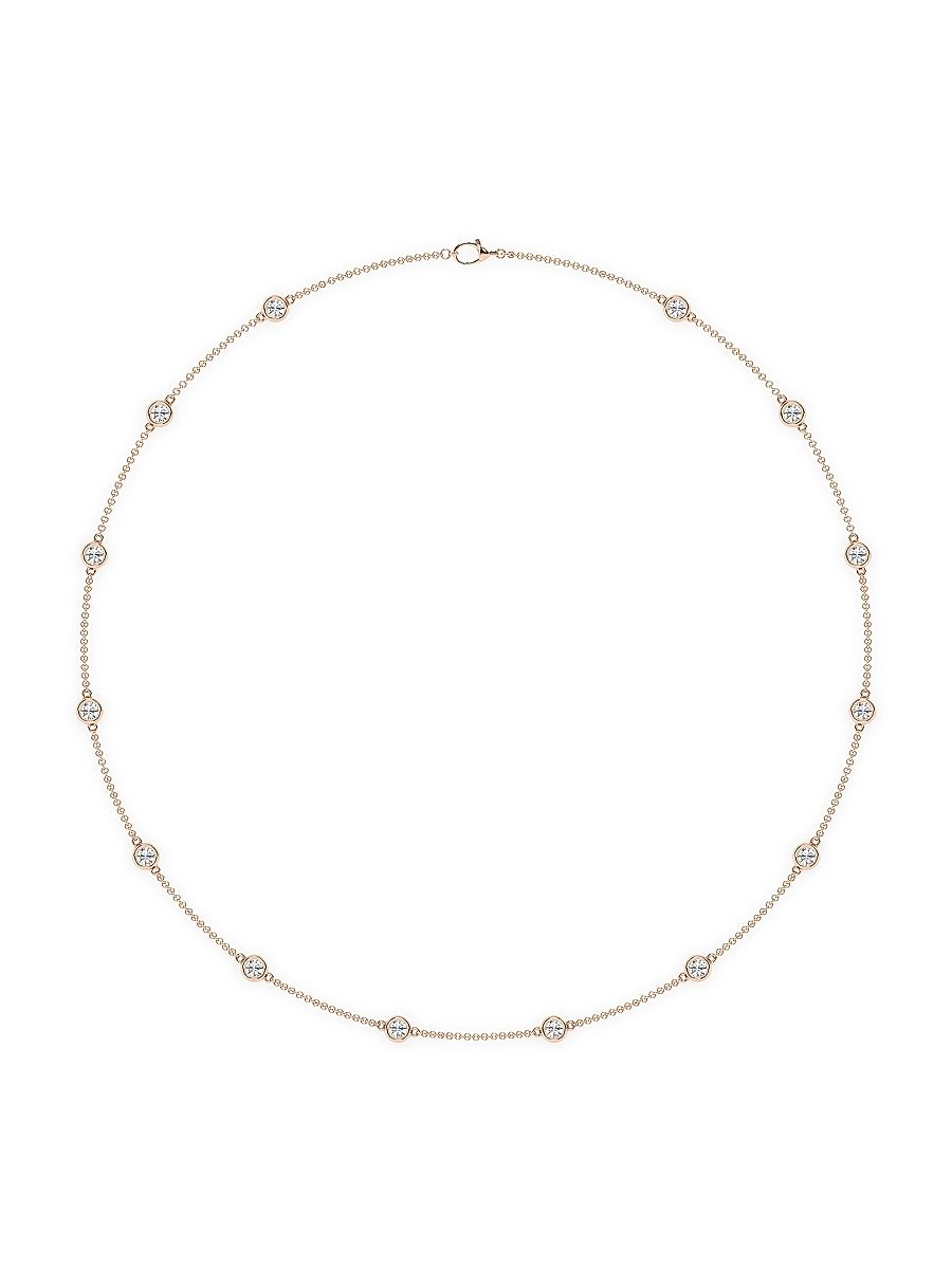 Women's 14K Rose Gold & Lab-Grown 14-Diamond Station Necklace/0.70-2.10 TCW - 2.10 Tcw - Size 16