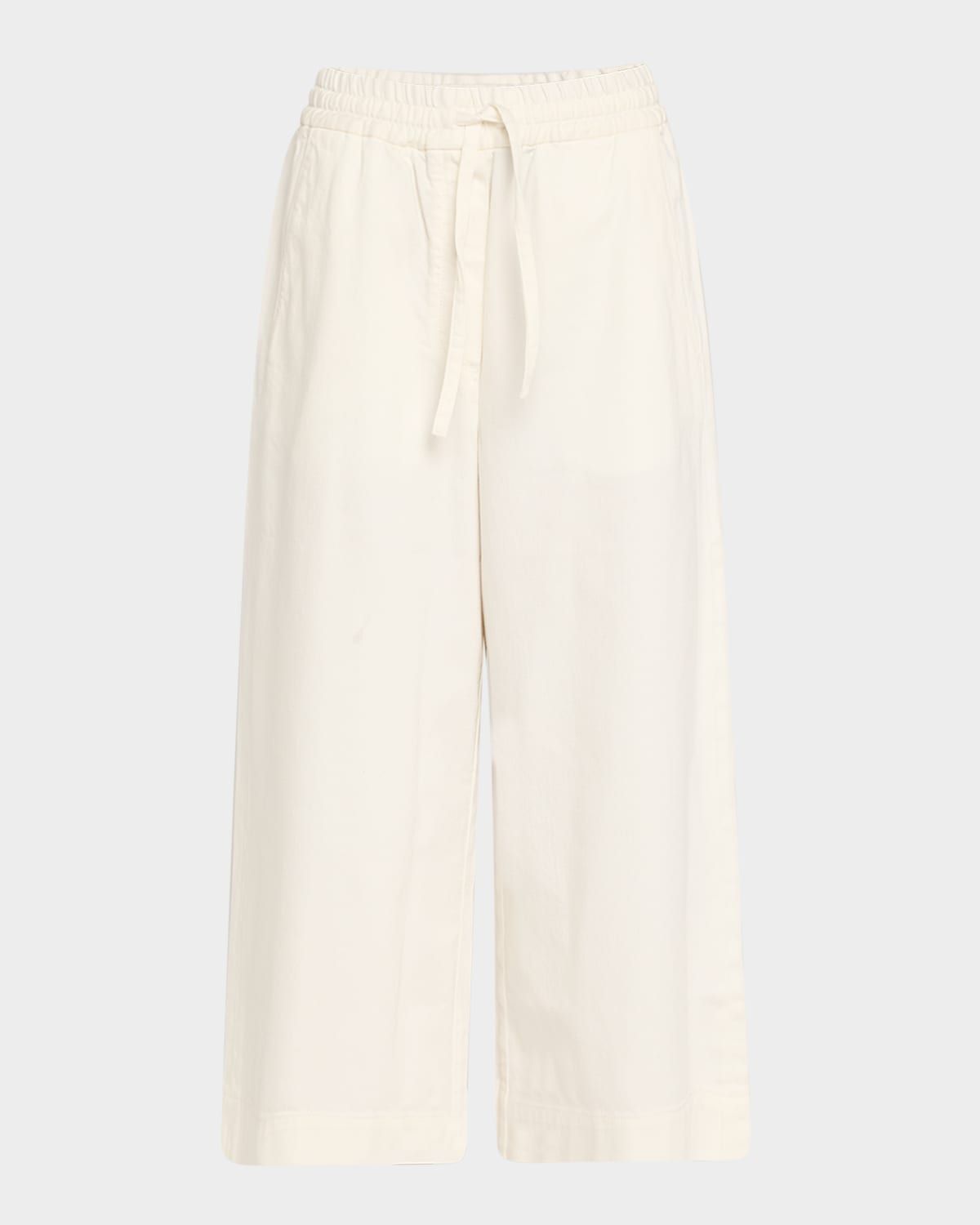 Anagram Drawstring Wide Leg Cropped Denim Trousers