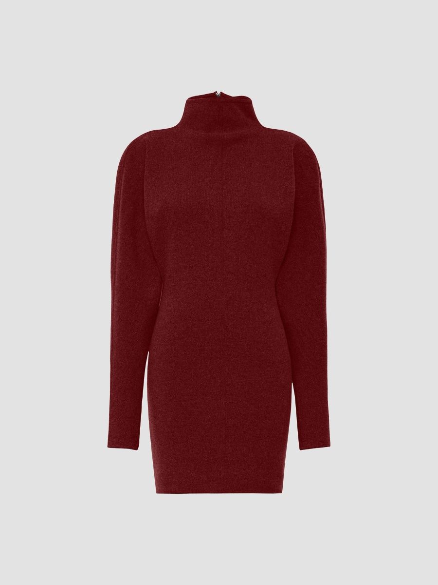 Max Mara Women's Short Wool and Cashmere Yarn Dress - Brown Bordeaux - Size XS