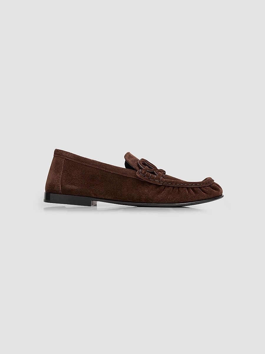 Women's Double L Suede Loafers - Dark Chestnut - Size 5