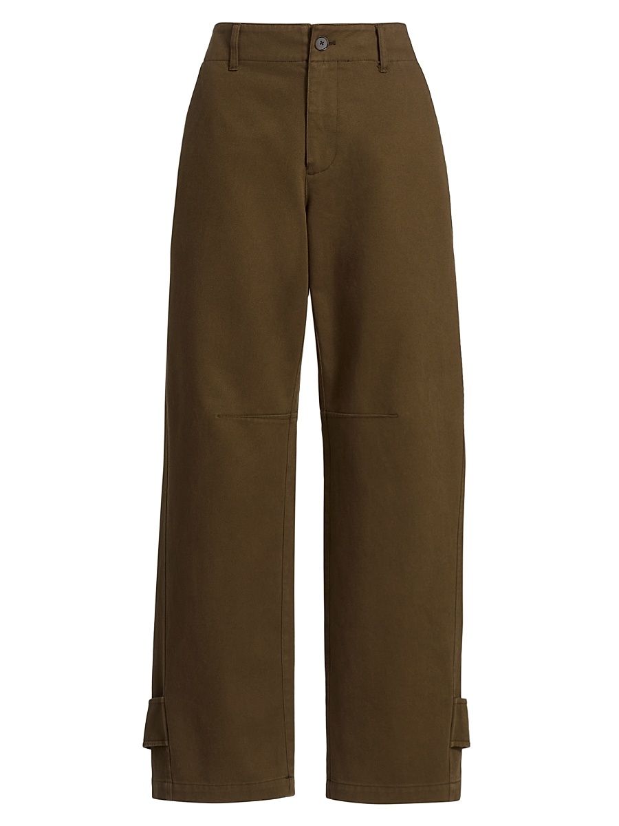 Women's Twisted Curved-Leg Trousers - Forest Moss - Size 29