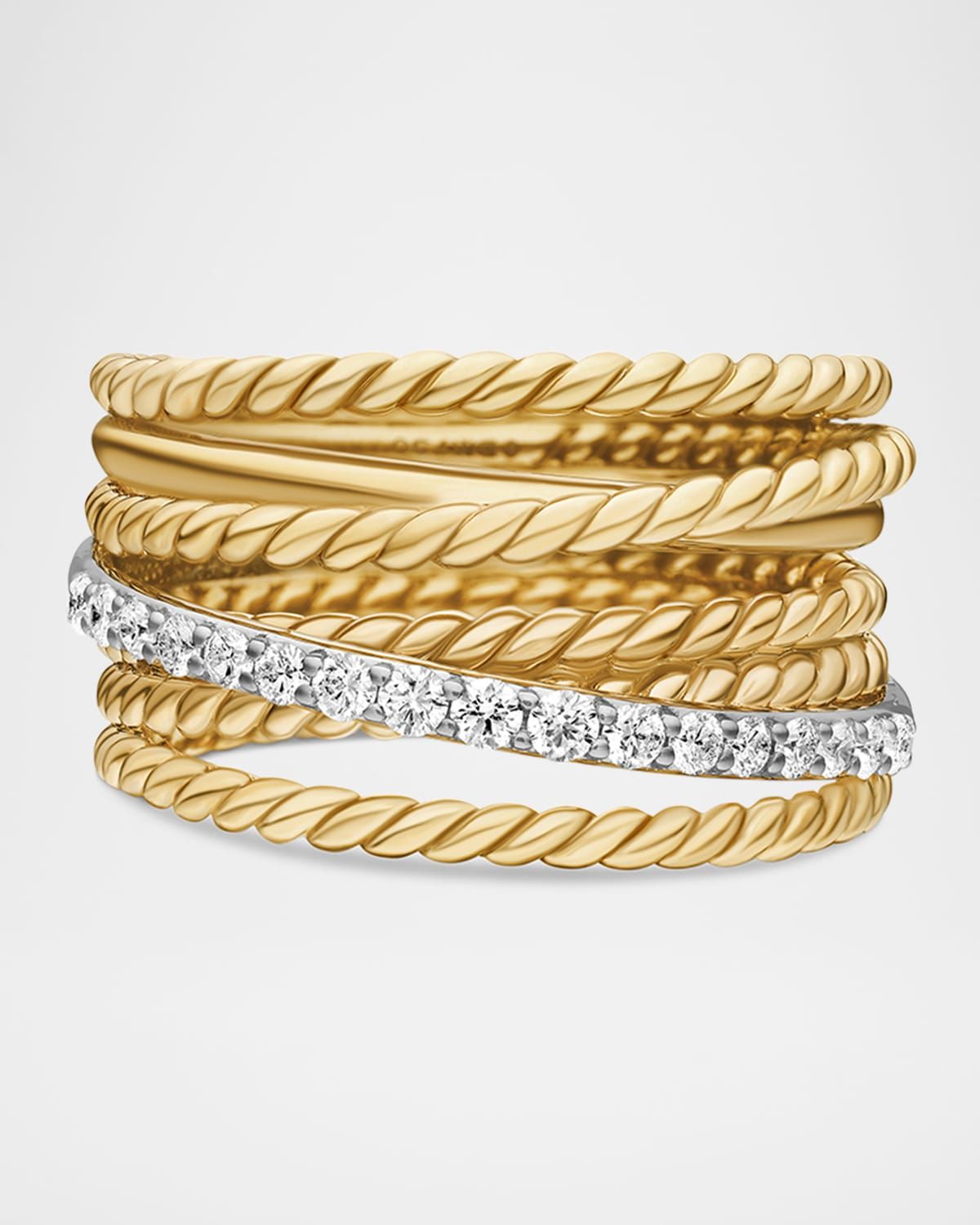 Crossover Ring with Diamonds in 18K Gold