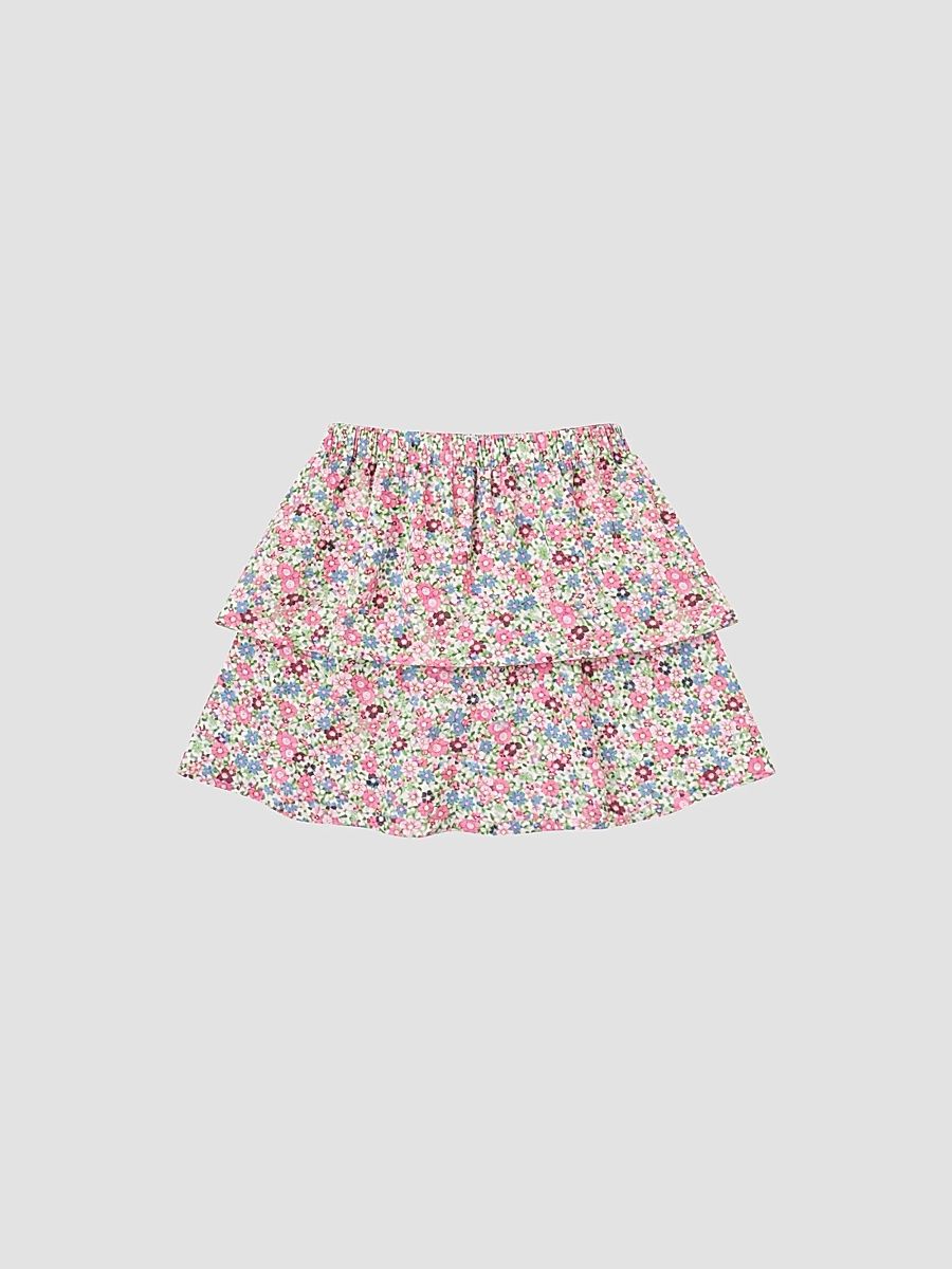 Little Girl's & Girl's Floral Stretch-Cotton Tiered Skirt - Pink - Size 16