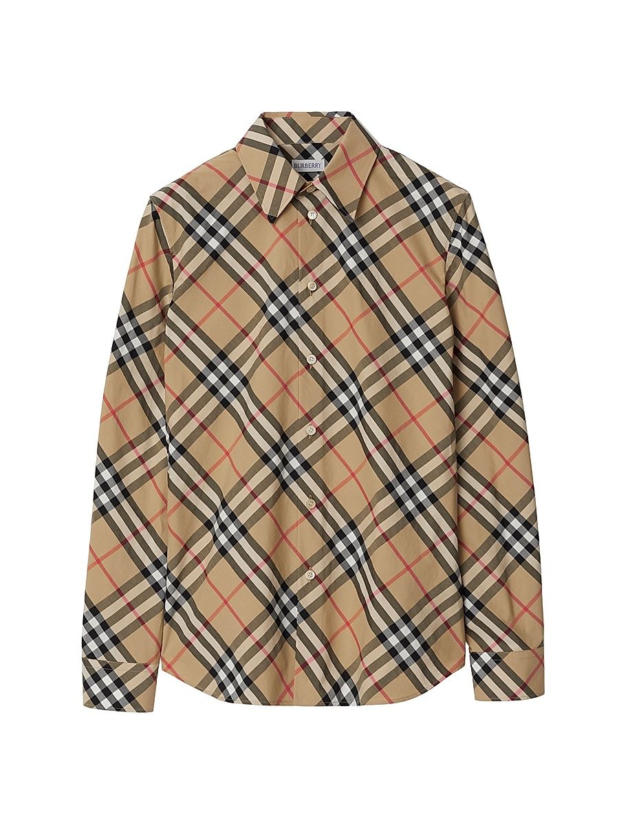 Women's Cotton Check Shirt - Sand Check - Size 8
