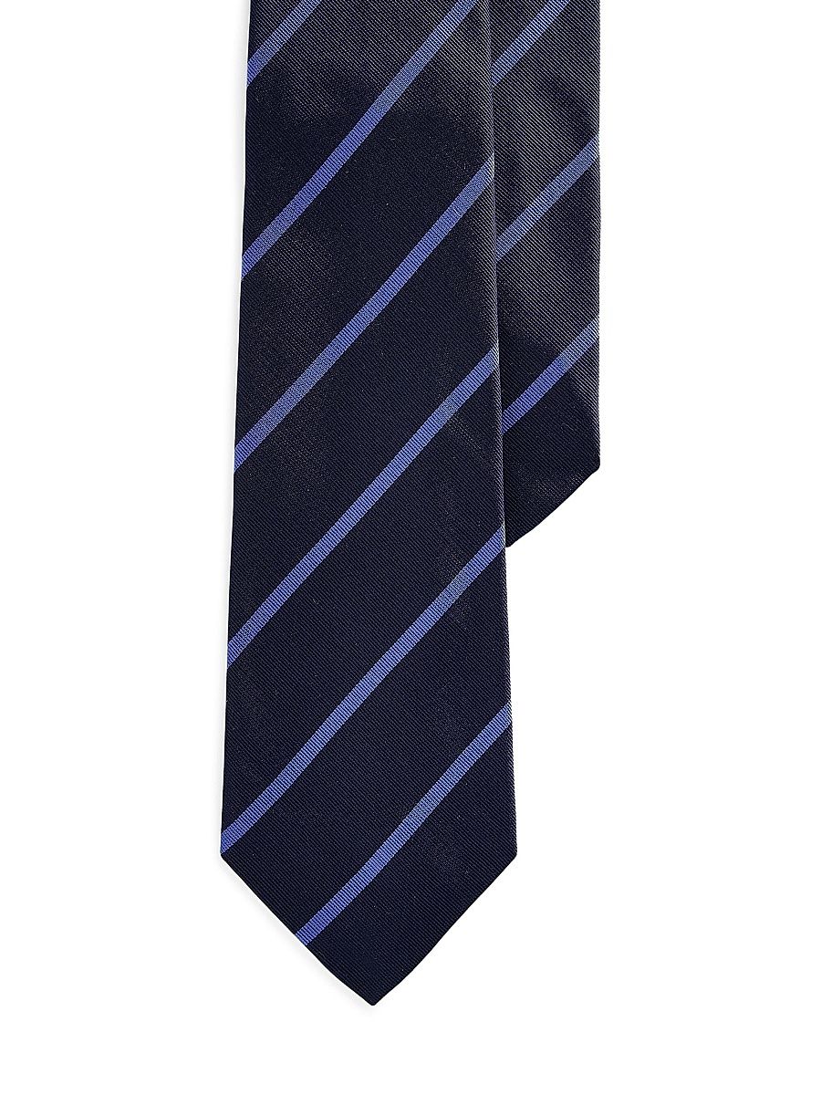Ralph Lauren Purple Label Men's Striped Silk Tie - Navy Blue