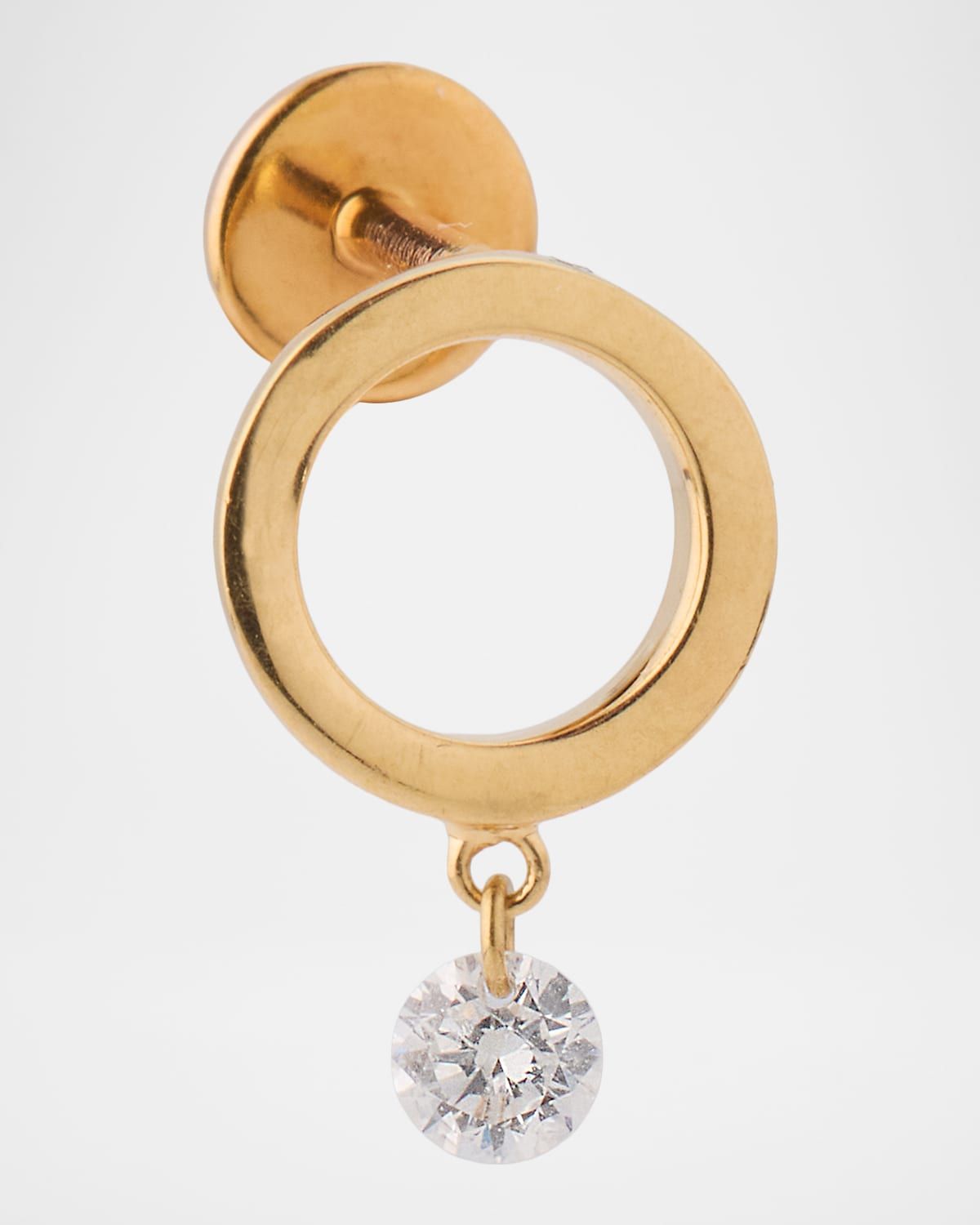 Plain Circle 1 Hanging Diamond Stud Earring, Single