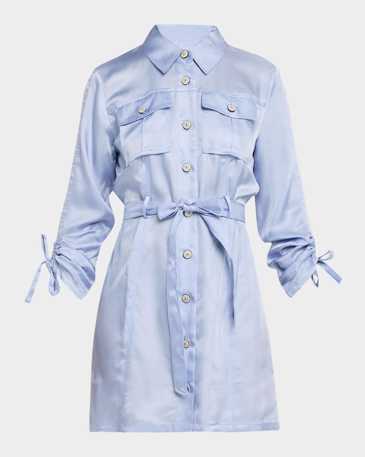 Dale Button-Front Satin Shirtdress