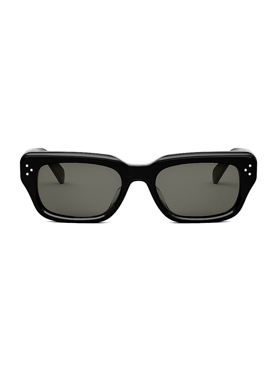 Men's Bold 3 Dots 64MM Rectangular Sunglasses - Shiny Black Smoke