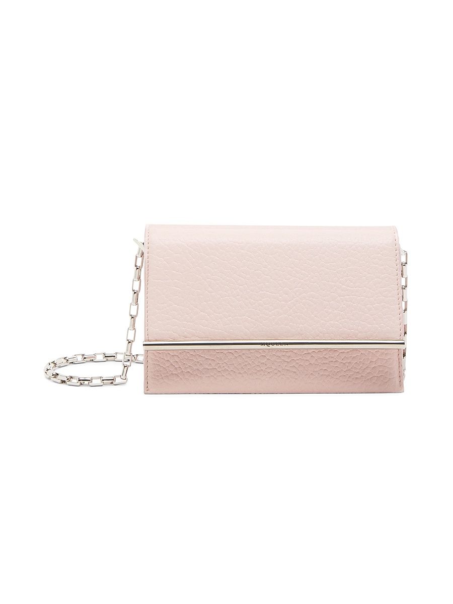 Women's Cross-Bar Leather Crossbody Bag - Venus Pink Silver