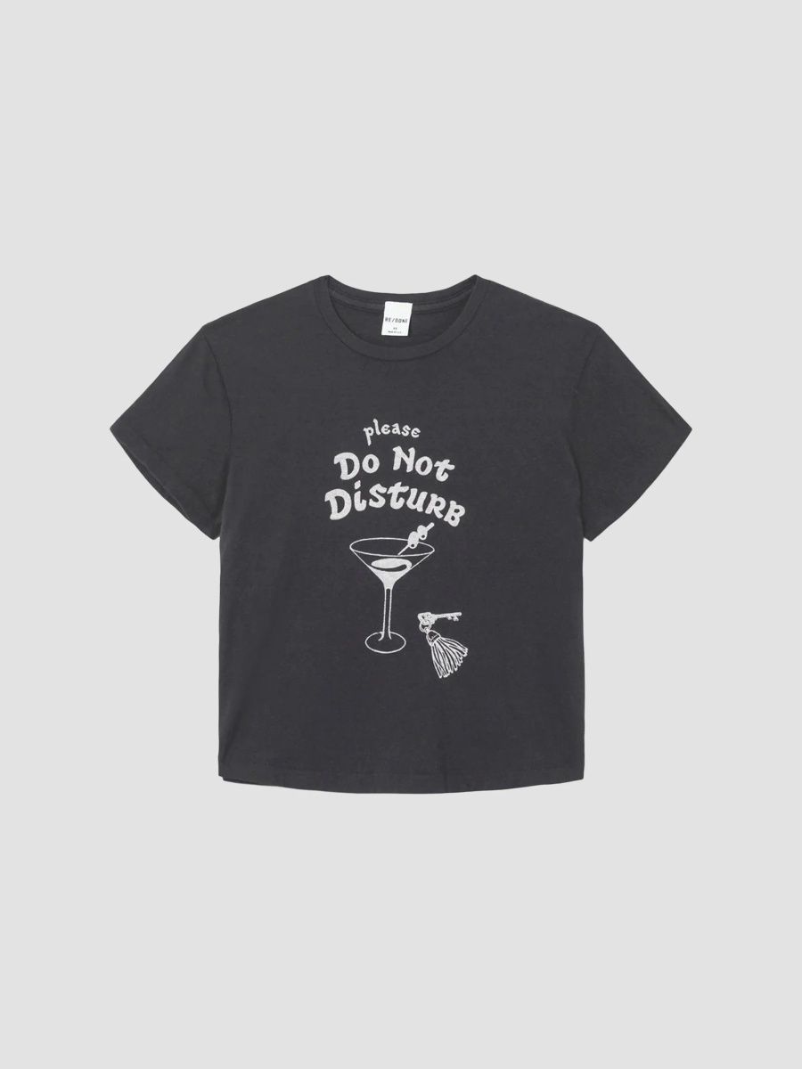 Re/done Women's Hanes DND 50's Boxy T-Shirt - Washed Black - Size Large