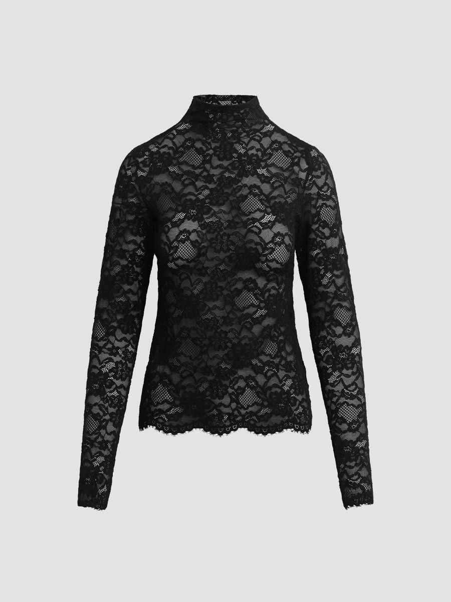 Joe's Jeans Women's Tony Sheer-Lace Cotton-Blend Top - Black - Size XS